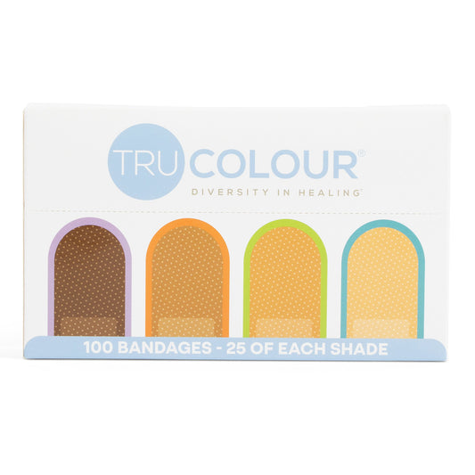Adhesive Strip Tru-Colour® 1 X 3 Inch Fabric Rectangle Beige / Olive / Brown / Dark Brown Sterile - TCB-VBX100