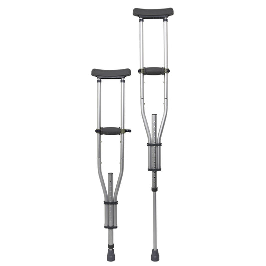 Underarm Crutches McKesson Youth / Adult / Tall Adult 4 Foot 6 Inch to 6 Foot 6 Inch User Height Aluminum Frame 300 lbs. Weight Capacity - 146-RTL1043