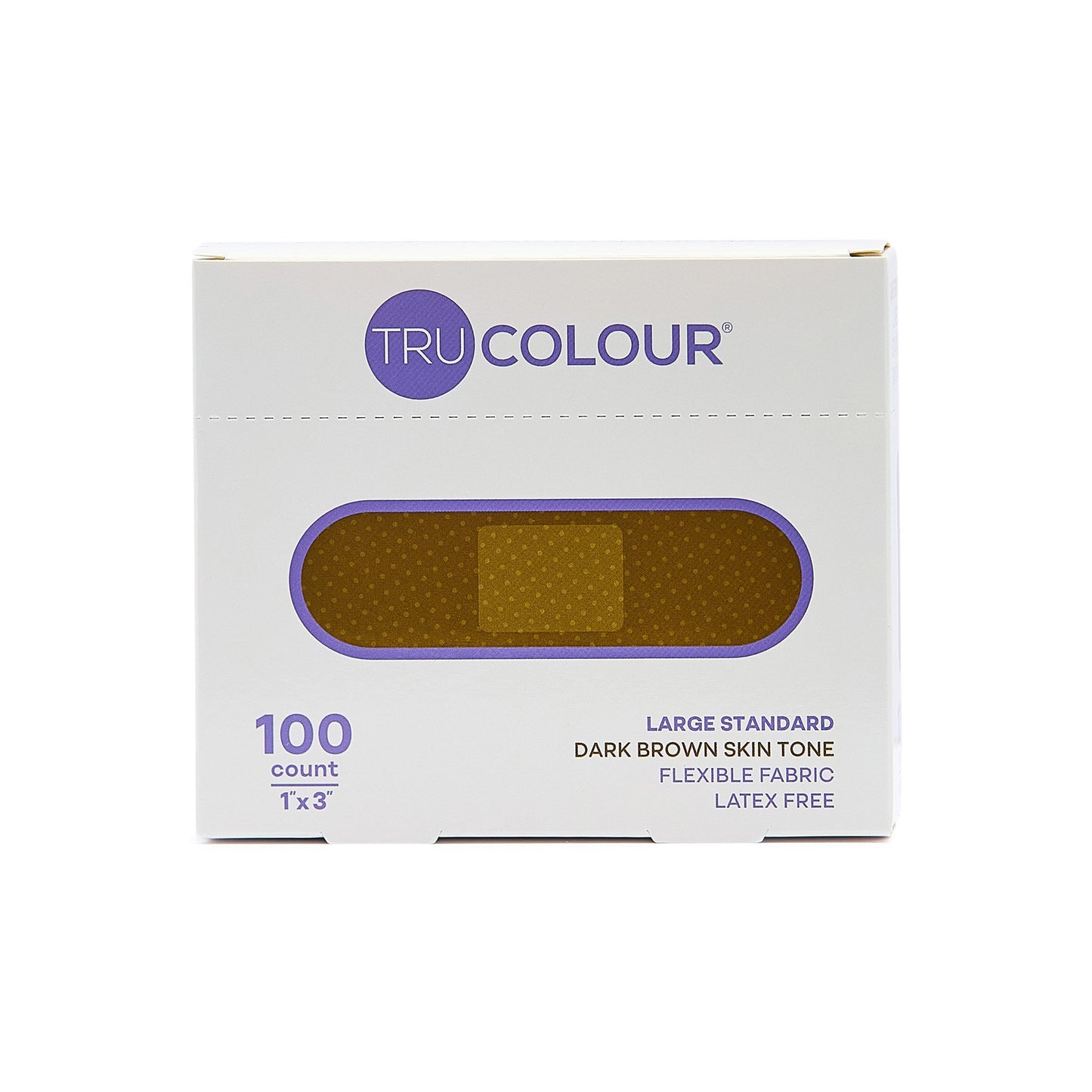 Tru-Colour Skin Tone Shade Fabric Bandage Adhesive Strip, Dark Brown, 1 x 3 Inch TCB-PLS100