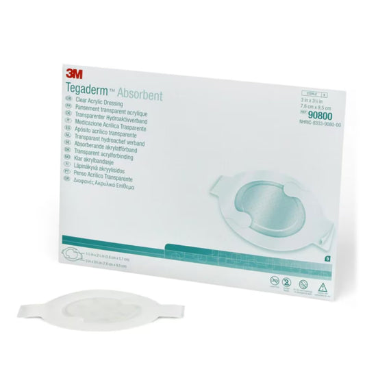 Absorbent Transparent Film Dressing 3M™ Tegaderm™ Absorbent 3 X 3-3/4 Inch Oval Sterile 90800