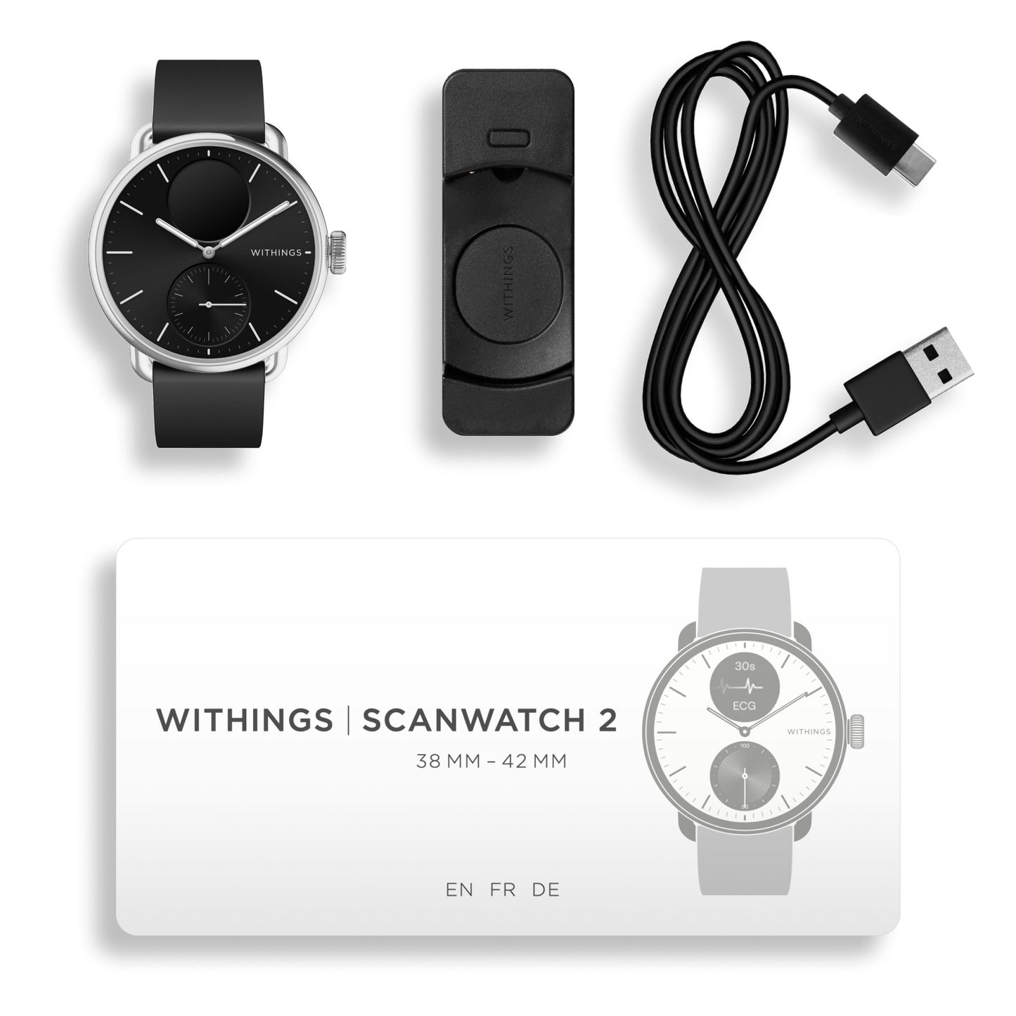 Withings ScanWatch 2 Smart Watch, 38mm, Black HWA10-MODEL 1-ALL-INT