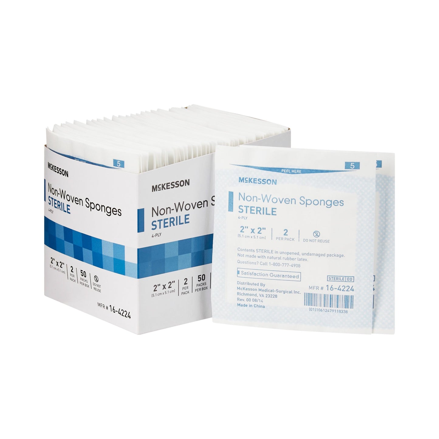 McKesson Sterile Nonwoven Sponge, 2 x 2 Inch, 4-Ply 16-4224