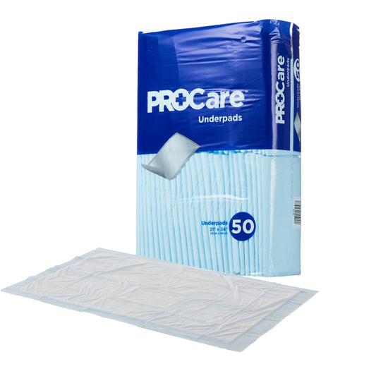 ProCare Incontinence Underpads, Moisture-Proof, Absorbent, Comfortable, Blue CRF-150