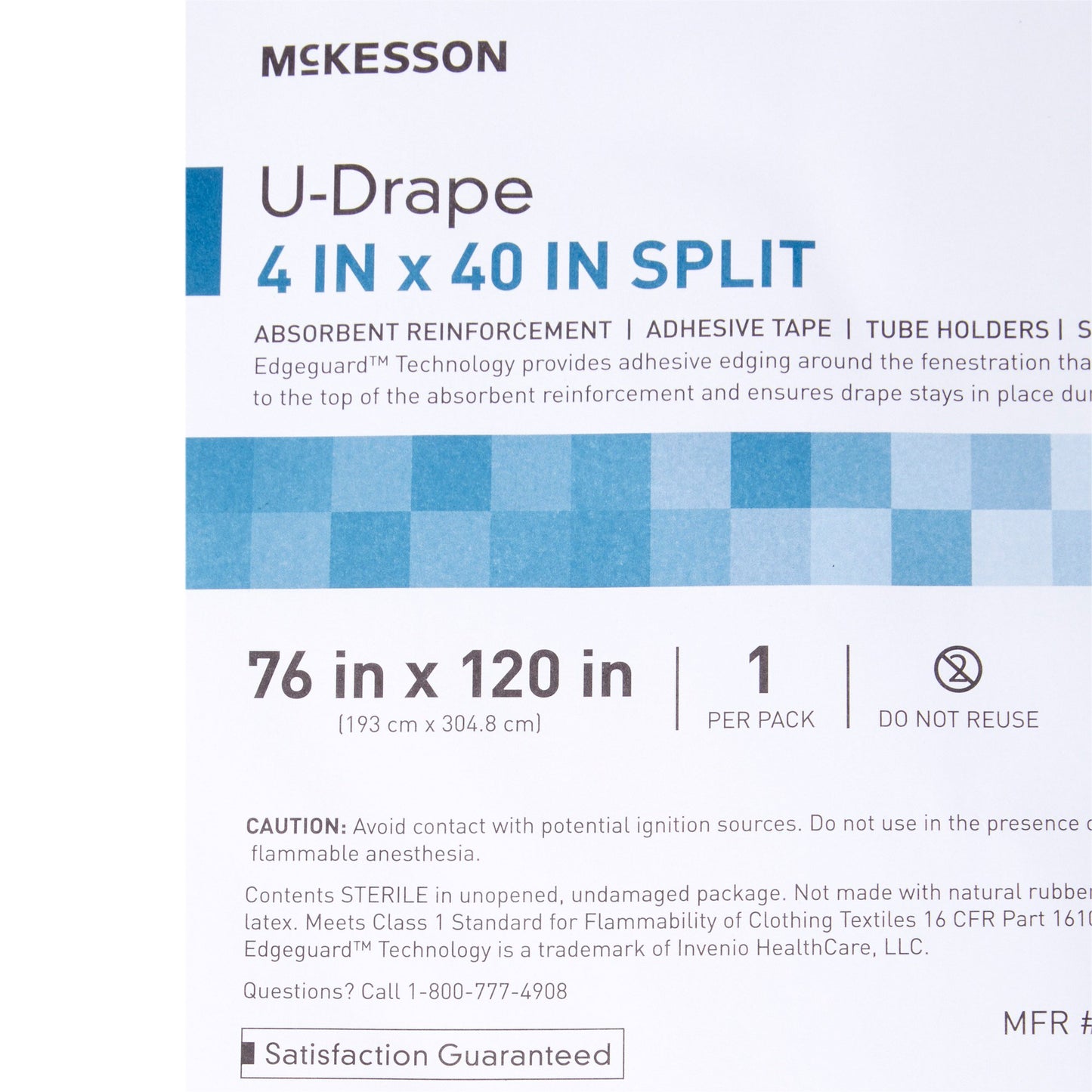 McKesson Sterile U-Drape with Split, 76 x 120 Inch 183-I80-09107G-S