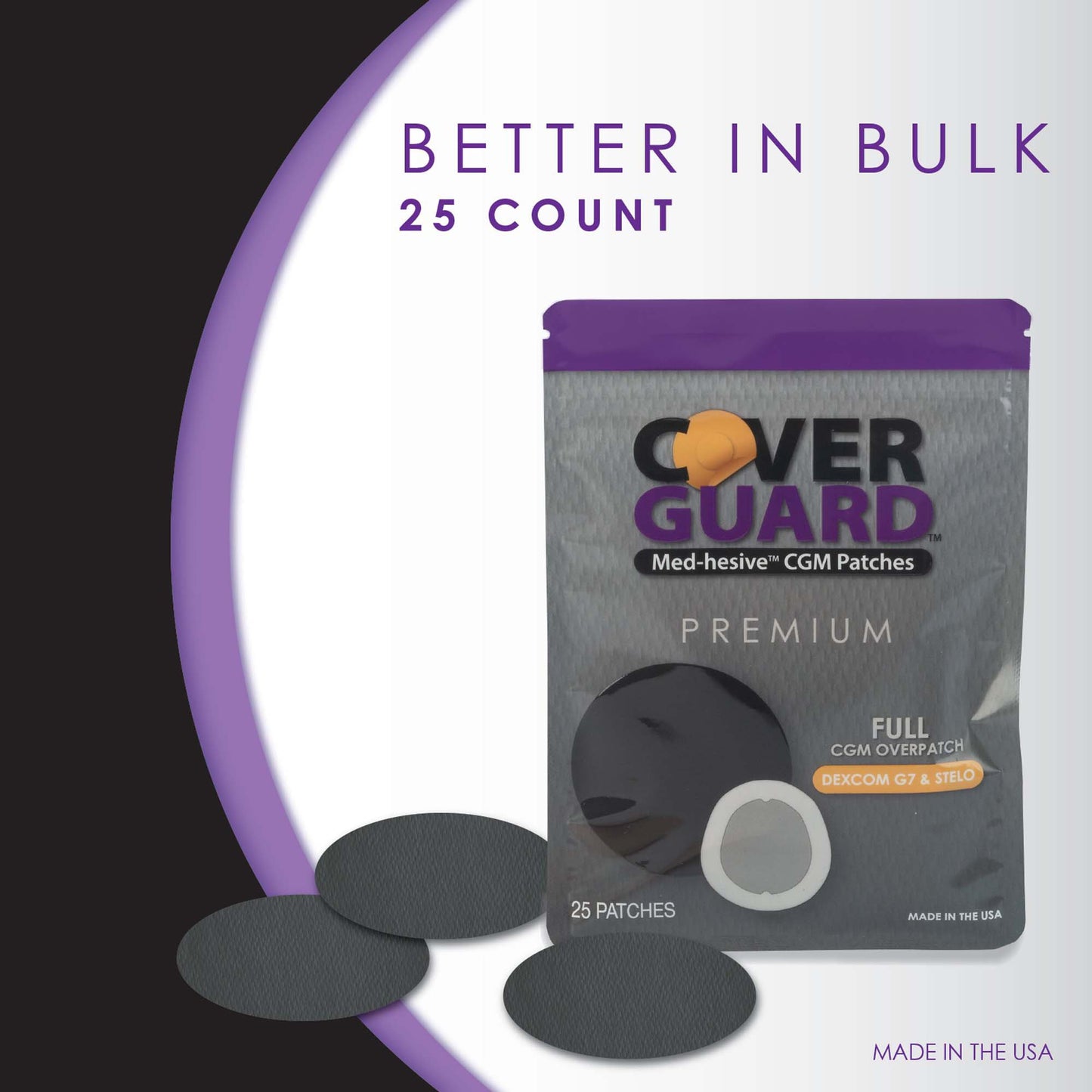 Sensor Overpatch CoverGuard Black For Dexcom G7 Sensor 101-201B