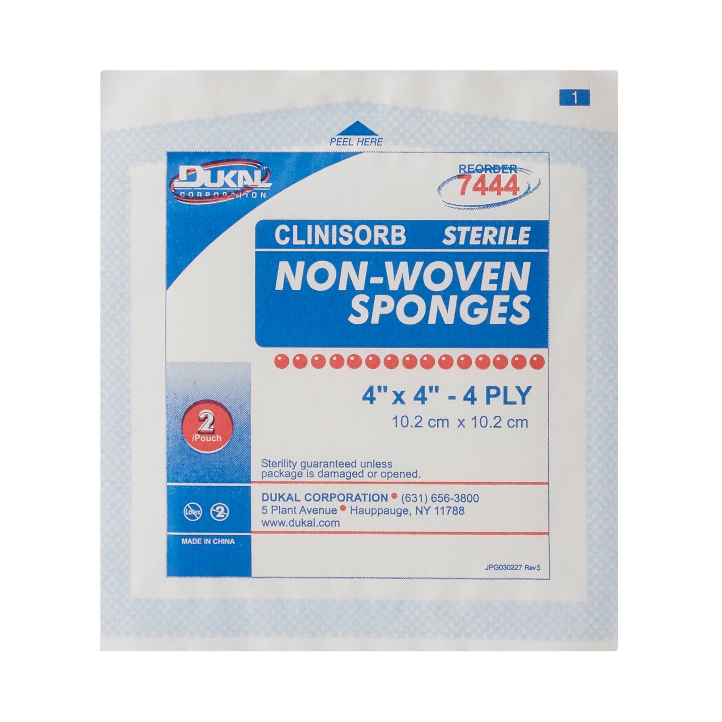 Clinisorb Sterile Nonwoven Sponge, 4 x 4 Inch, 4-Ply 7444