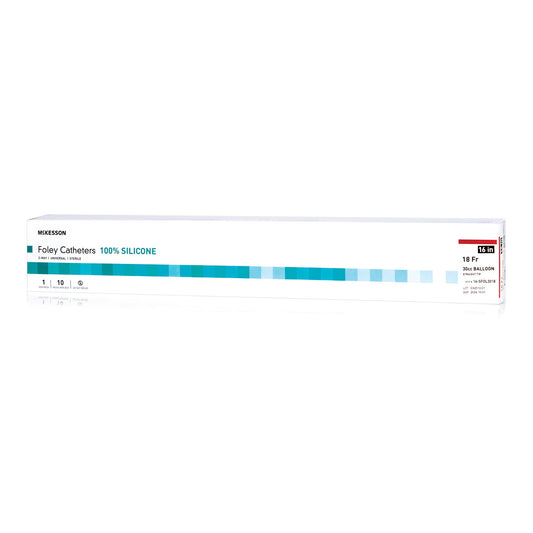 McKesson Brand McKesson Silicone Foley Catheter, Standard Tip, 18 Fr. 16-SFOL3018, Case of 200