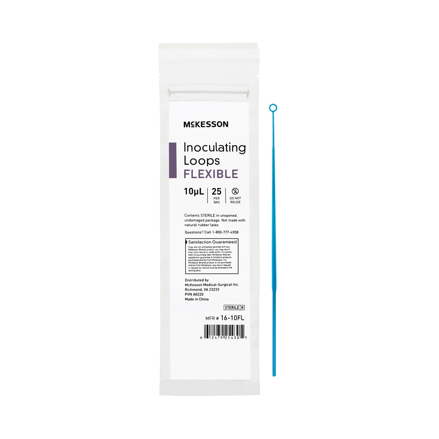 McKesson Inoculating Loop, Light Blue,10 µL, 20 cm Length 16-10FL