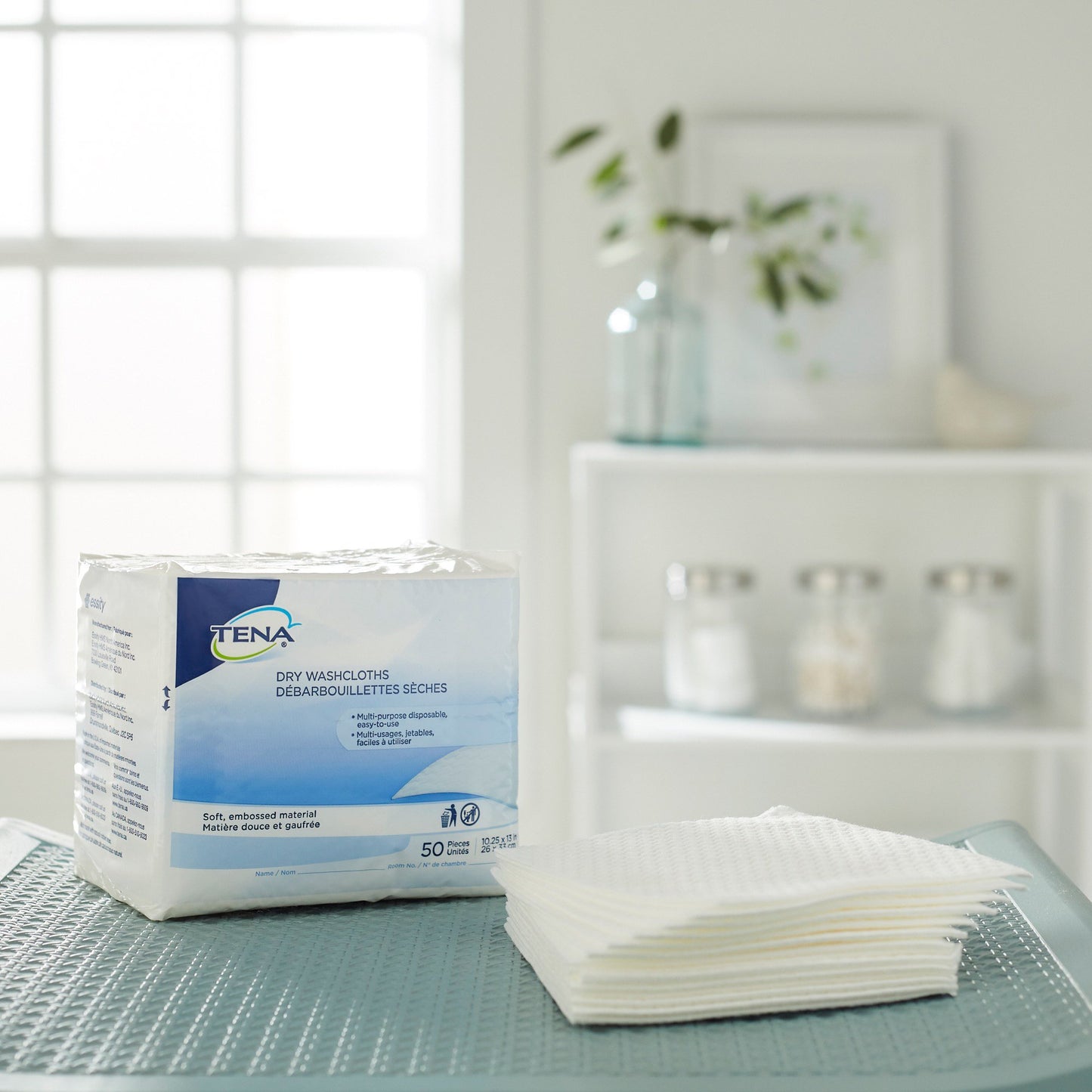 Tena® Dry Disposable Washcloths, 10.25 x 13 Inch 74499