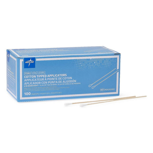 Swabstick Cotton Tip Wood Shaft 6 Inch Sterile 2 per Pack - MDS202000