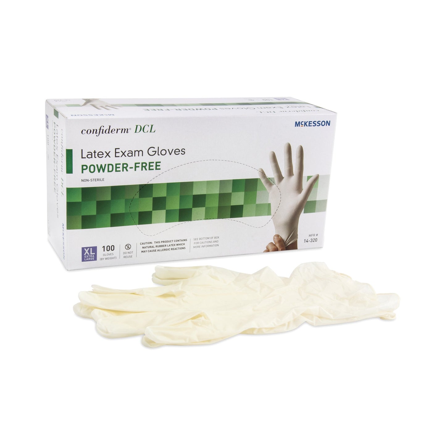 Exam Glove McKesson Confiderm® X-Large NonSterile Latex Standard Cuff Length Smooth Ivory Not Rated - 14-320