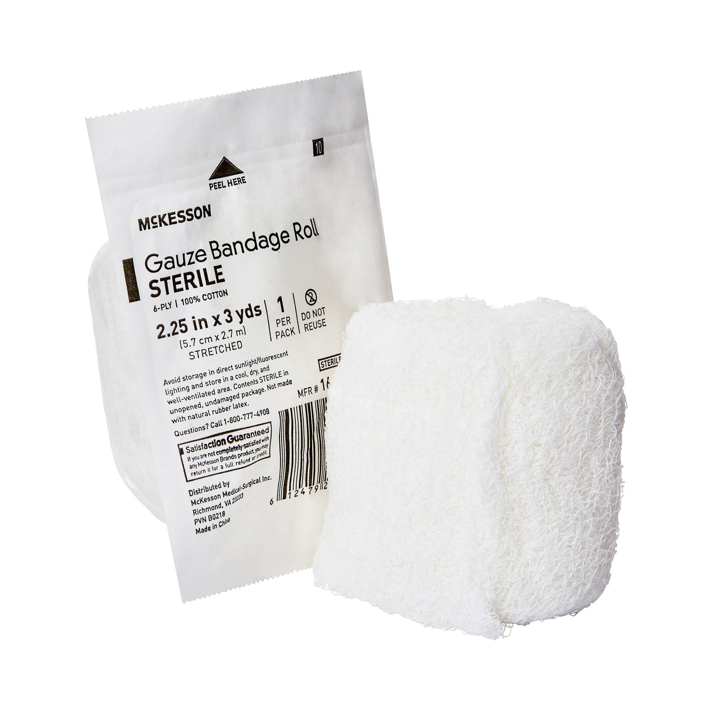 Fluff Bandage Roll McKesson 2-1/4 Inch X 3 Yard 6-Ply Sterile 1 per Pouch - 16-4062