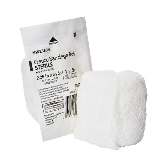 Fluff Bandage Roll McKesson 2-1/4 Inch X 3 Yard 6-Ply Sterile 1 per Pouch - 16-4062
