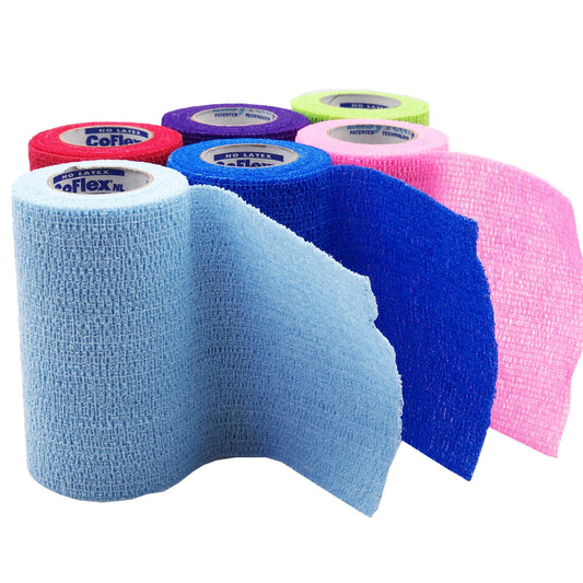 Cohesive Bandage CoFlex® NL 4 Inch X 5 Yard Self-Adherent Closure Neon Pink / Blue / Purple / Light Blue / Neon Green / Red NonSterile 12 lbs. Tensile