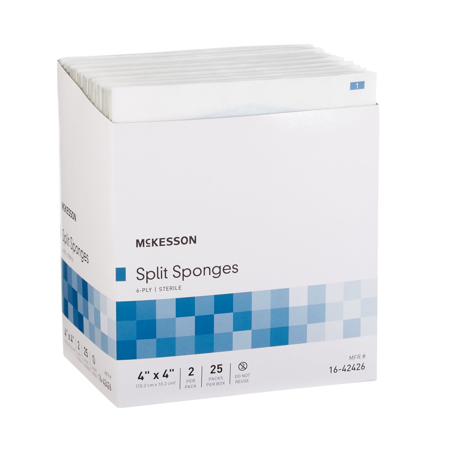 McKesson IV/Drain Split Dressing, 4 x 4 Inch, 6-Ply 16-42426