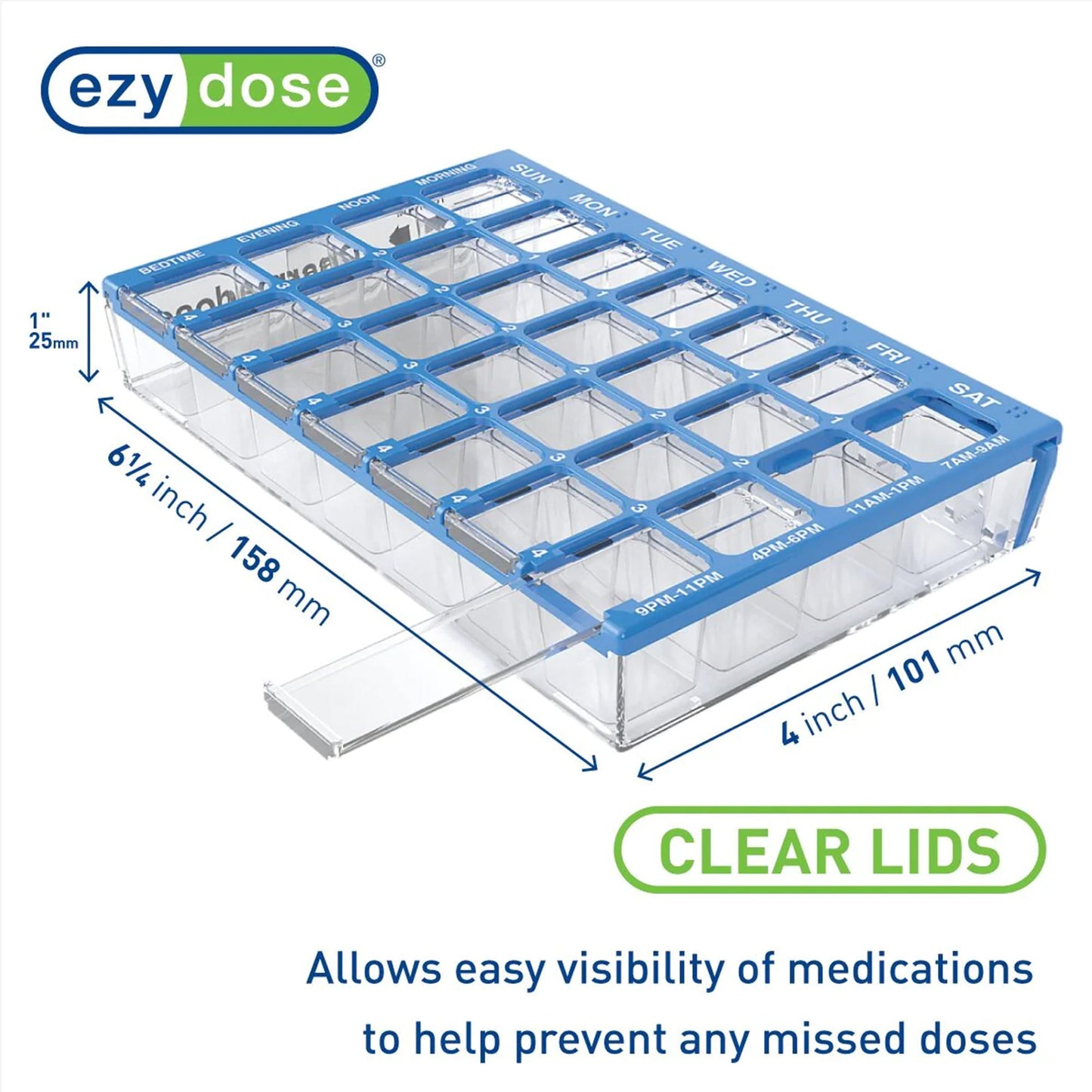 Pharmadose® Locking Pill Planner 7-Day, Four Times a Day Pill Organizer 91340