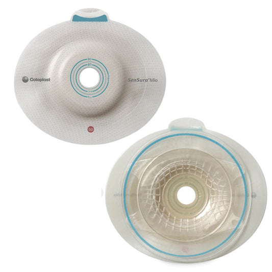 Ostomy Barrier SenSura® Mio Convex Trim to Fit, Extended Wear Elastic Adhesive 60 mm Flange Blue Code System 5/8 to 1-3/16 Inch Opening - 16921