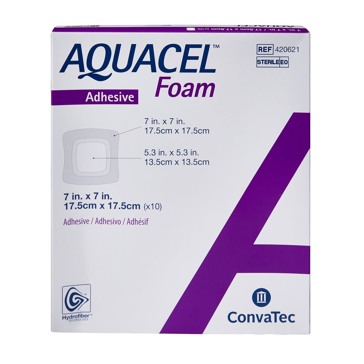 Aquacel® Silicone Adhesive with Border Silicone Foam Dressing, 7 x 7 Inch 420621