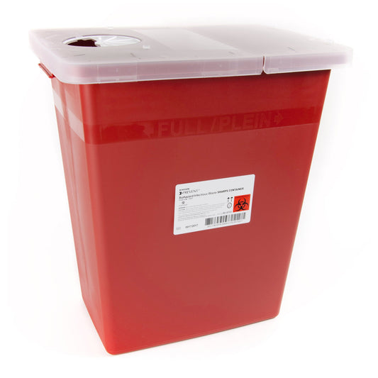 Sharps Container McKesson Prevent® Red Base 13-3/4 W X 13-3/4 D X 14 H Inch Horizontal / Vertical Entry 8 Gallon - 80-8705