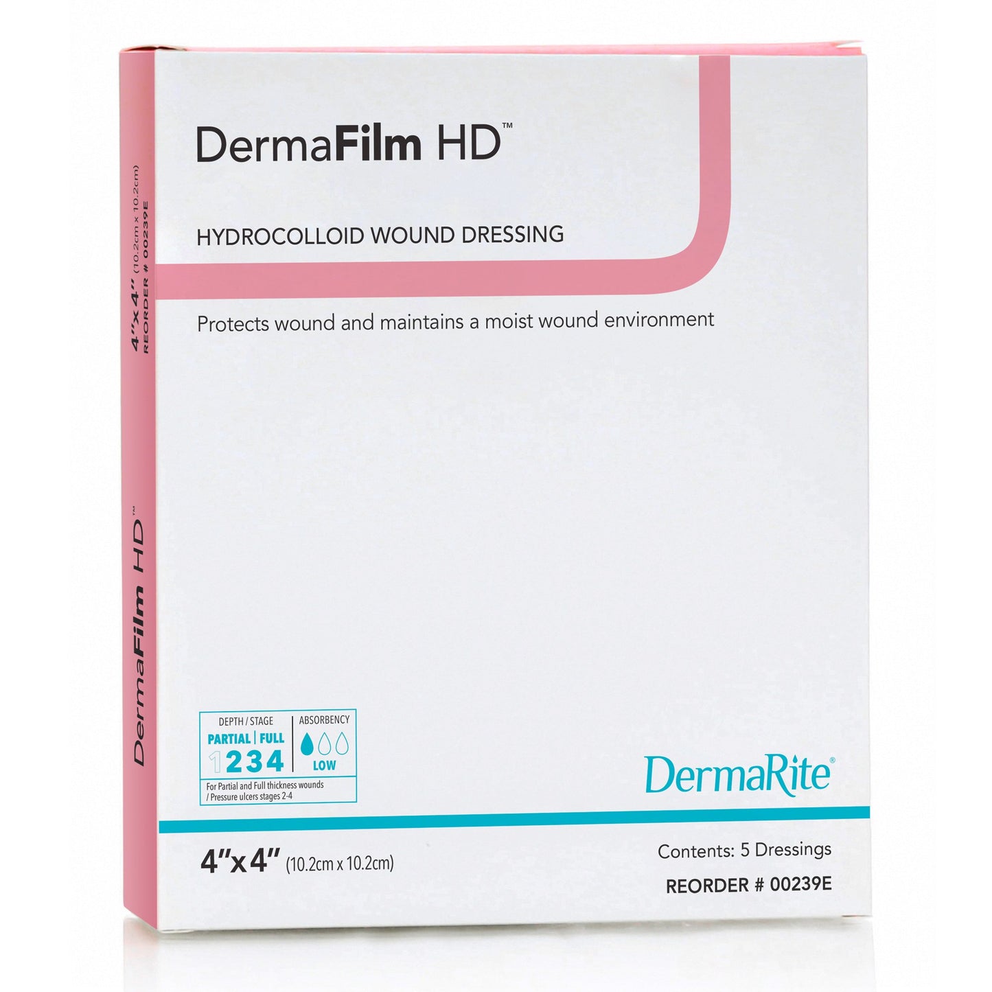 Hydrocolloid Dressing DermaFilm® HD Film Backing 4 X 4 Inch Square Hydrocolloid / Film - 00239E