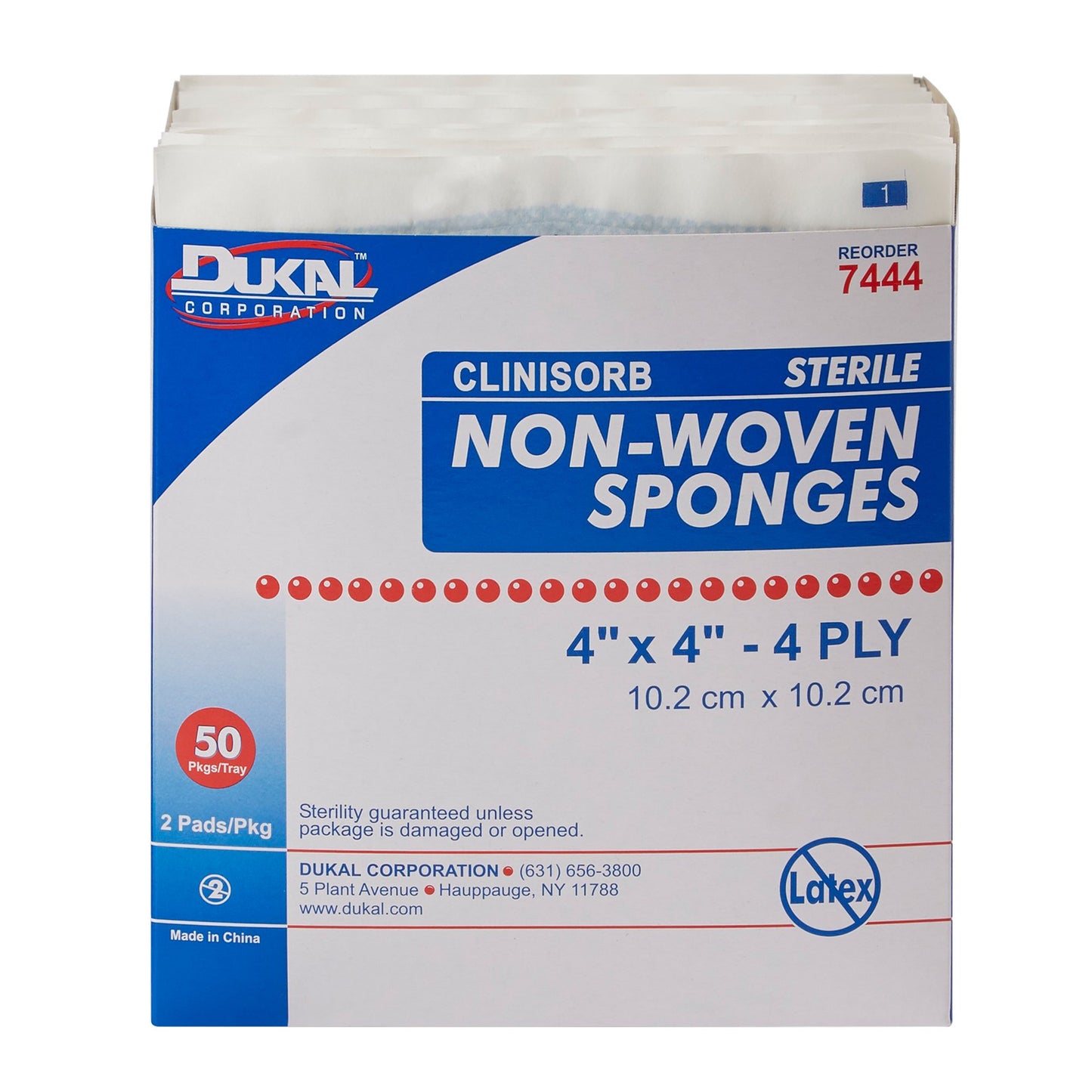Clinisorb Sterile Nonwoven Sponge, 4 x 4 Inch, 4-Ply 7444