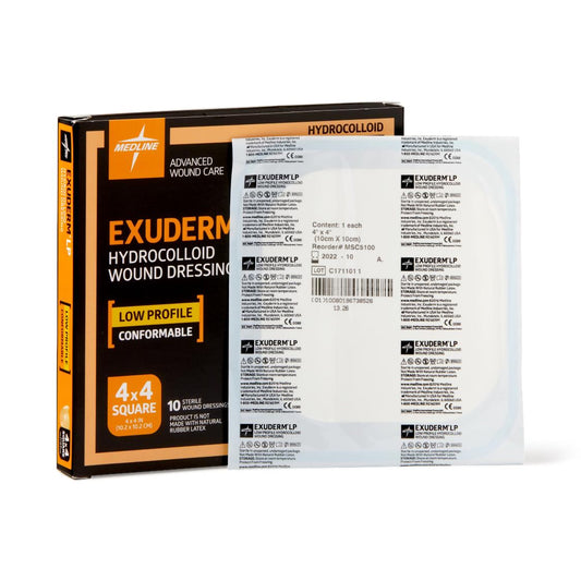 Hydrocolloid Dressing Exuderm™ LP Film Backing 4 X 4 Inch Square Hydrocolloid - MSC5100