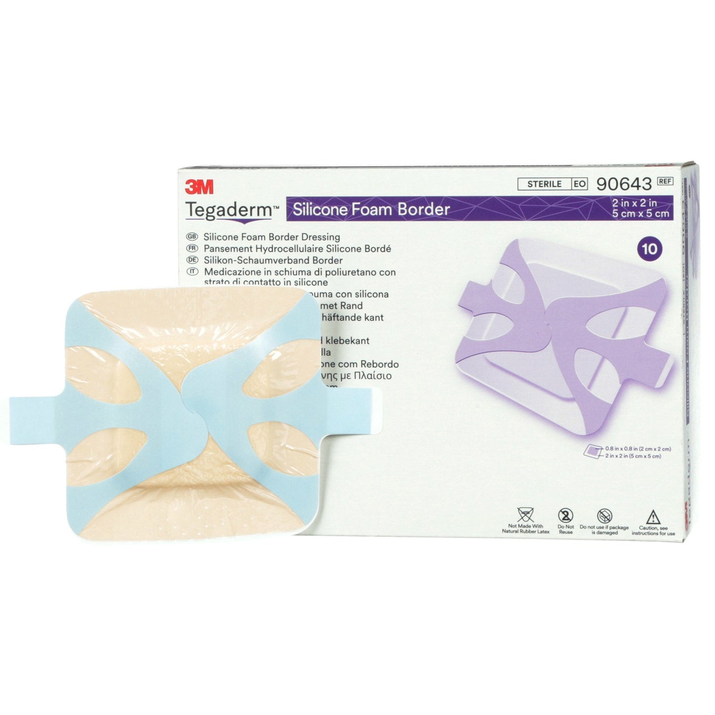 3M™ Tegaderm™ Silicone Foam Dressing, 2 x 2 Inch 90643