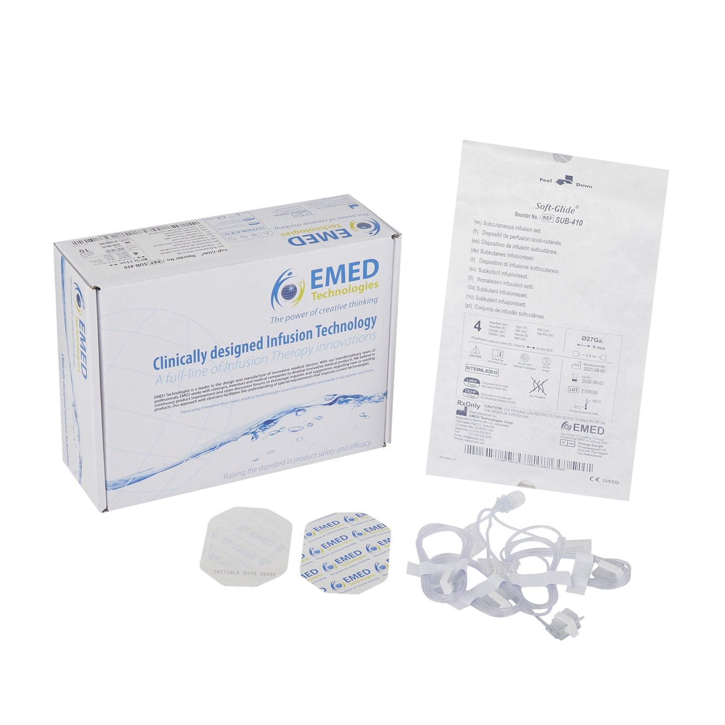 EMED Technologies Sub-Q Subcutaneous Infusion Set SUB-410, Box of 10