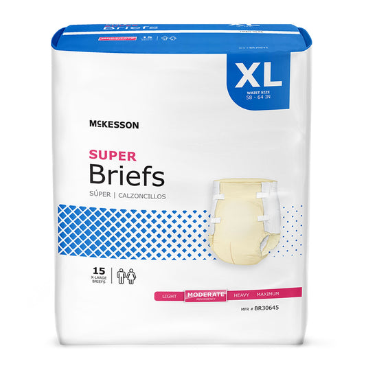 Unisex Adult Incontinence Brief McKesson X-Large Disposable Moderate Absorbency - BR30645
