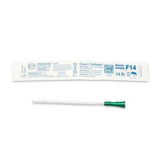 Urethral Catheter Cure Catheter® Straight Tip Uncoated PVC 14 Fr. 6 Inch - F14