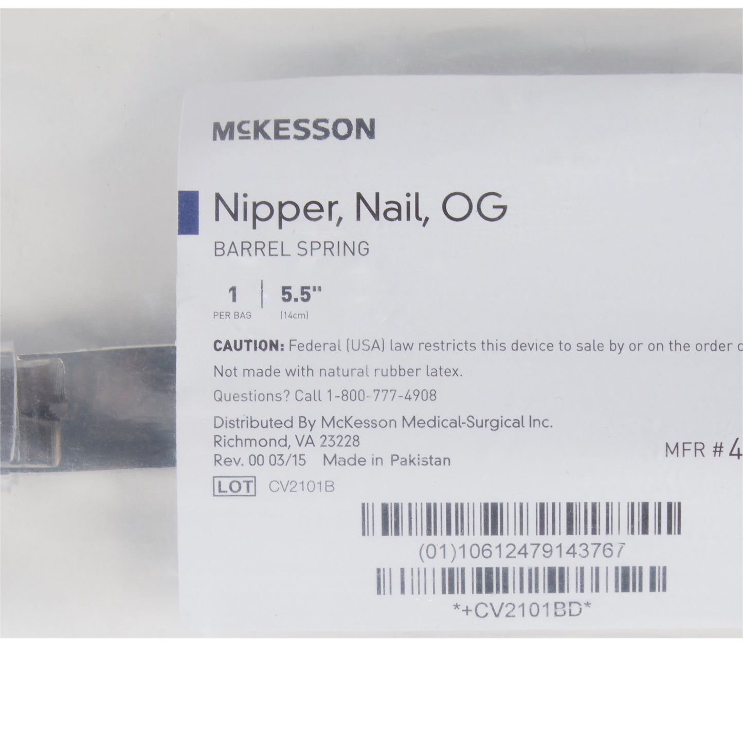 McKesson Nail Nipper, Concave Jaw, 5.5 Inches 43-2-472