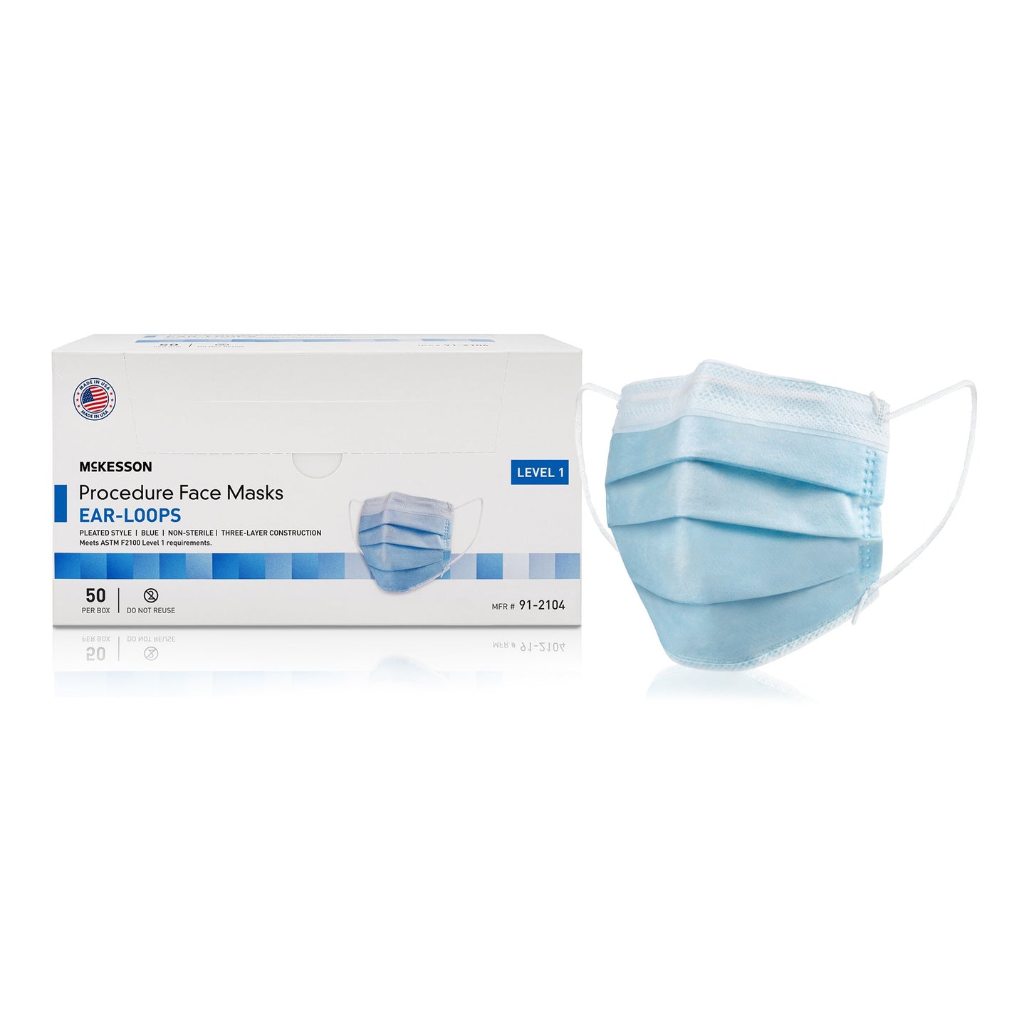 Procedure Mask McKesson ASTM Level 1 Earloops One Size Fits Most - 91-2104