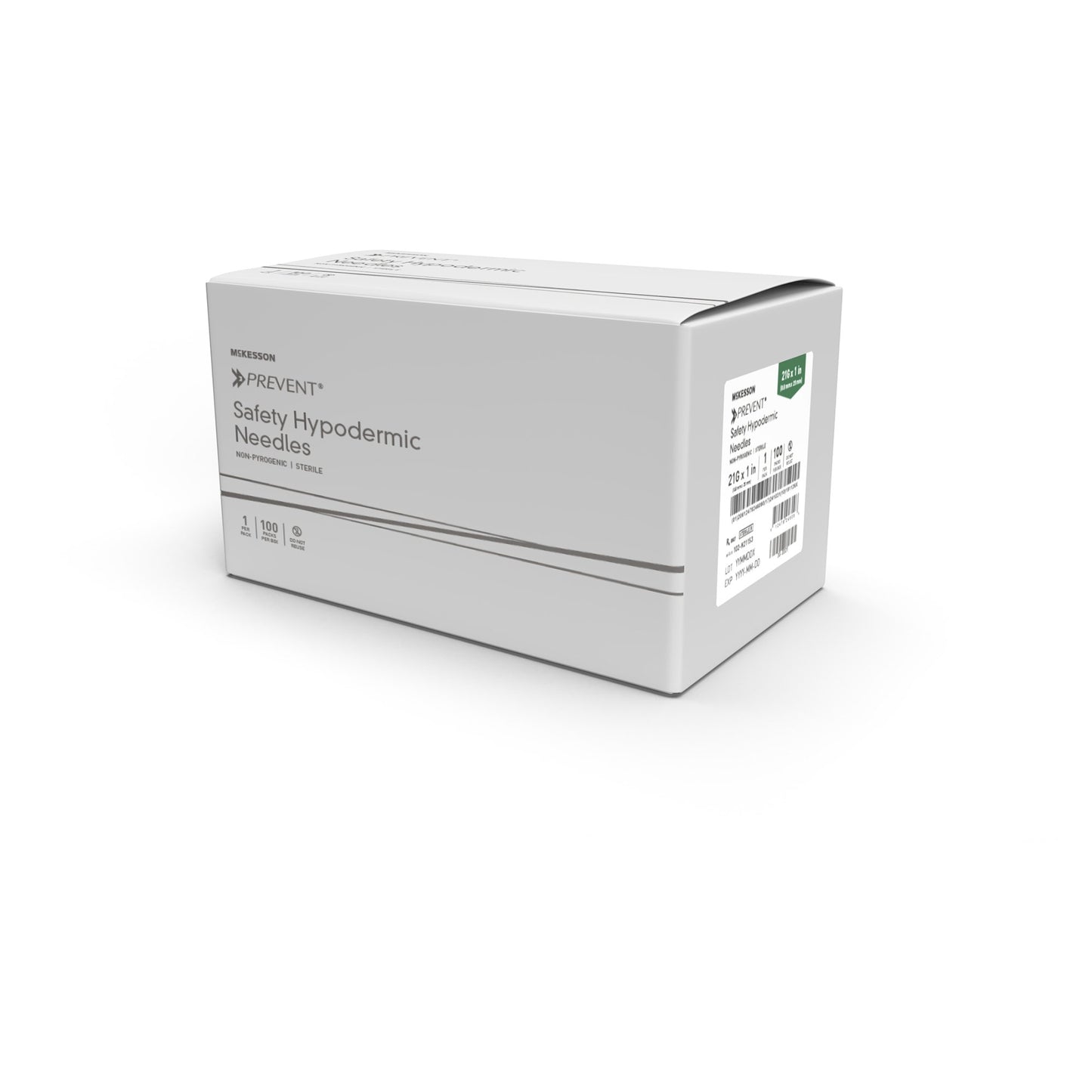 Safety Hypodermic Needle McKesson Prevent® 1-1/2 Inch Length 25 Gauge Regular Wall Hinged Safety Needle - 102-N25105S3