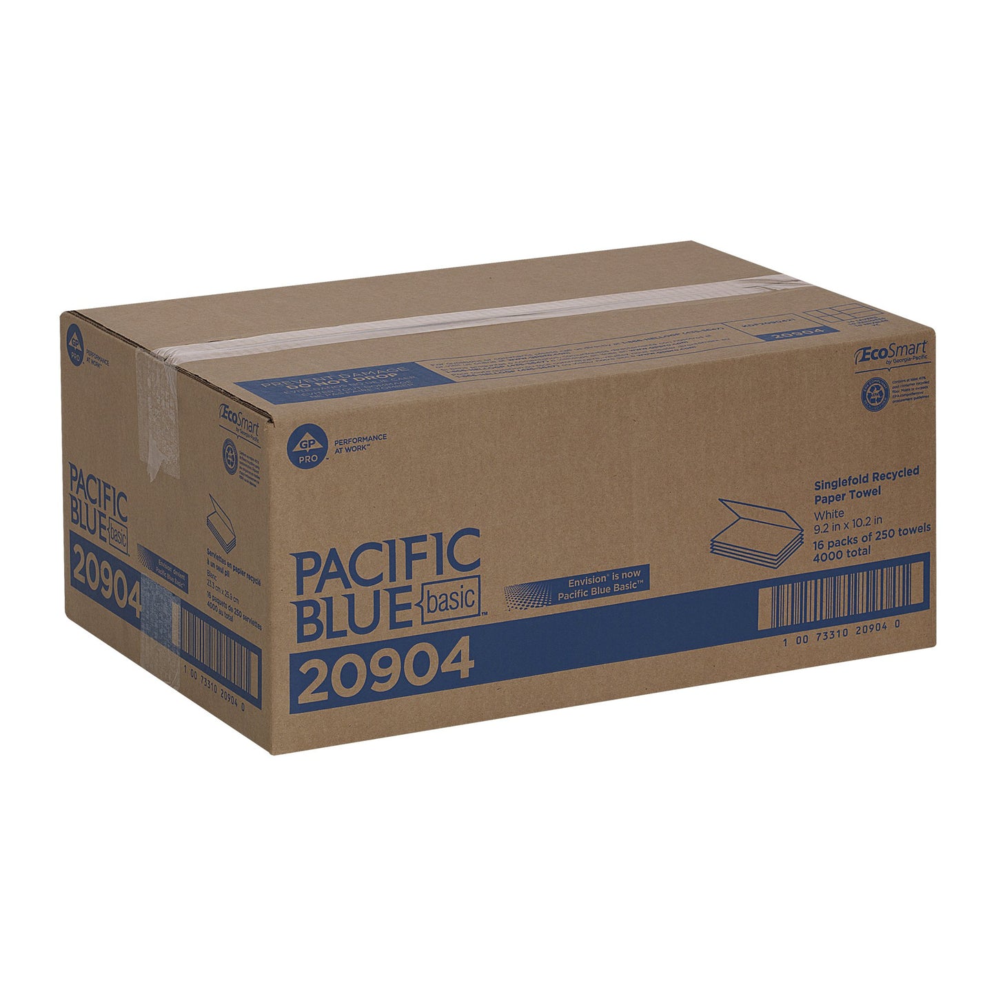 Pacific Blue Basic™ Single-Fold Paper Towel, 250 Sheets per Pack 20904