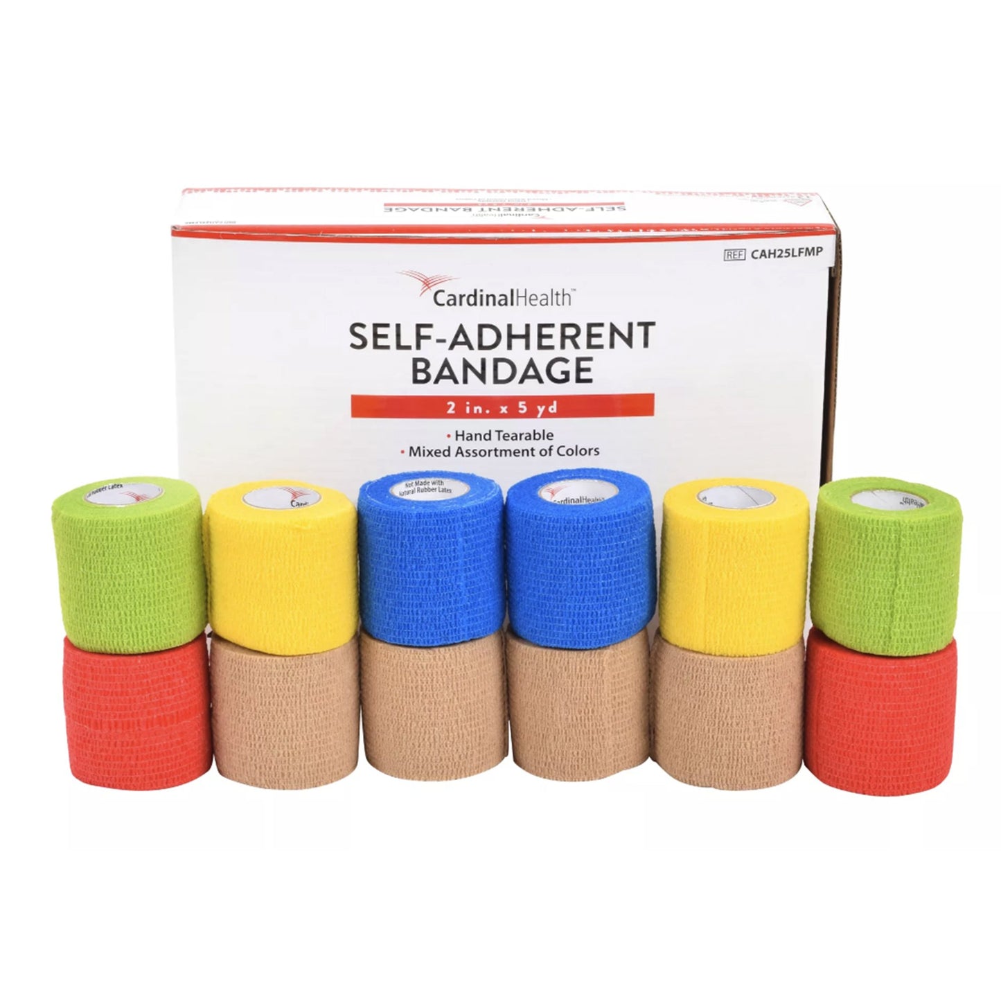 Cohesive Bandage Cardinal Health™ 2 Inch X 5 Yard Self-Adherent Closure Assorted Colors NonSterile Standard Compression CAH25LFMP