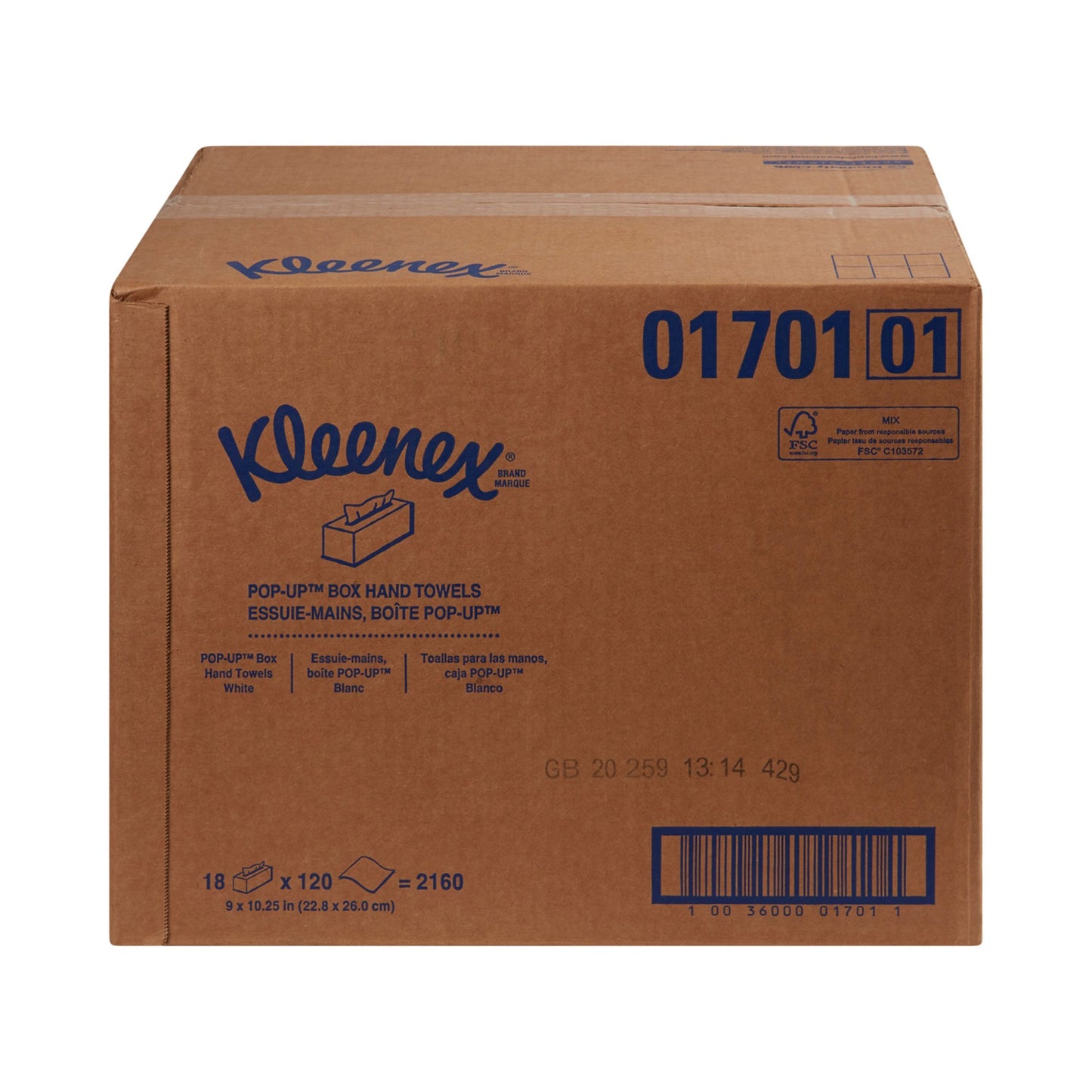 Kleenex® 1-Ply Guest Towel Pop-Up Box, 120 per Box 01701