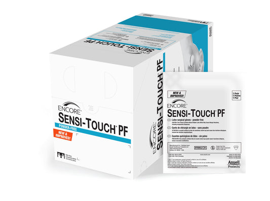 Surgical Glove ENCORE® Sensi-Touch® PF Size 6.5 Sterile Latex Standard Cuff Length Micro-Textured Natural Chemo Tested - 7823PF