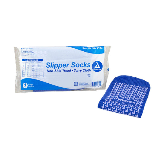Slipper Socks Dynarex Unisex Adult Large Single Tread Single Patient Use Blue - 2182