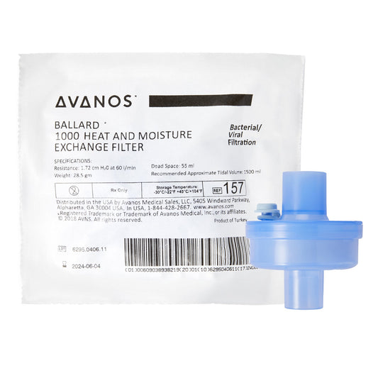 Heat and Moisture Exchanger with Filter BALLARD* 30 mg H₂O/L @ VT 1000 mL 1.0 cm H₂O @ 30 LPM - 157