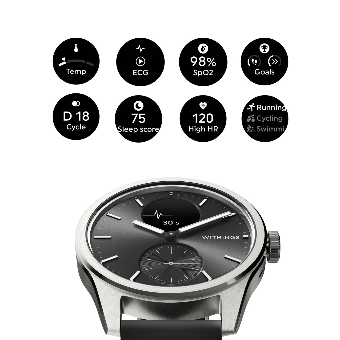 Withings ScanWatch 2 Smart Watch, 42mm, Black HWA10-MODEL 4-ALL-INT