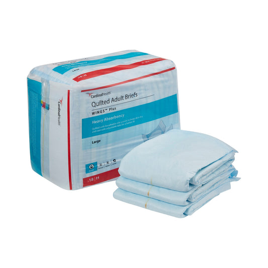 Unisex Adult Incontinence Brief Wings™ Plus Quilted Large Disposable Heavy Absorbency - 66034