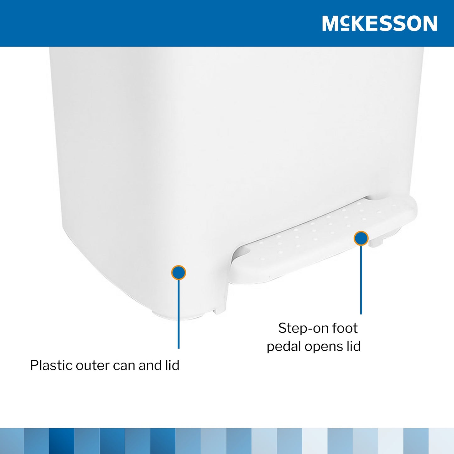 McKesson Waste Can with Step-On Pedal, Plastic, White, 14.37 x 15.16 x 18.9 Inch 16-25269
