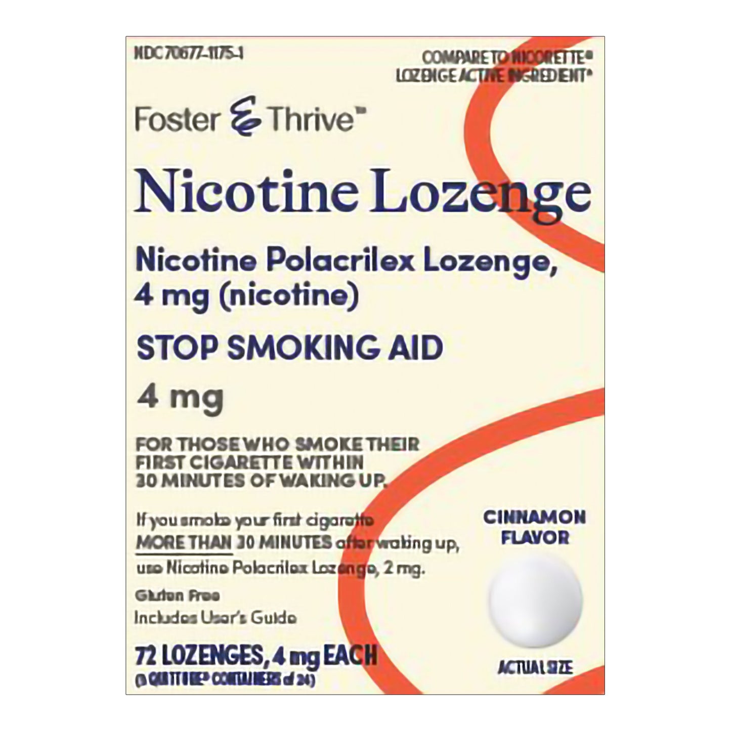 Foster & Thrive™ Nicotine Polacrilex Lozenges 4 mg (Nicotine) Cinnamon 70677117501