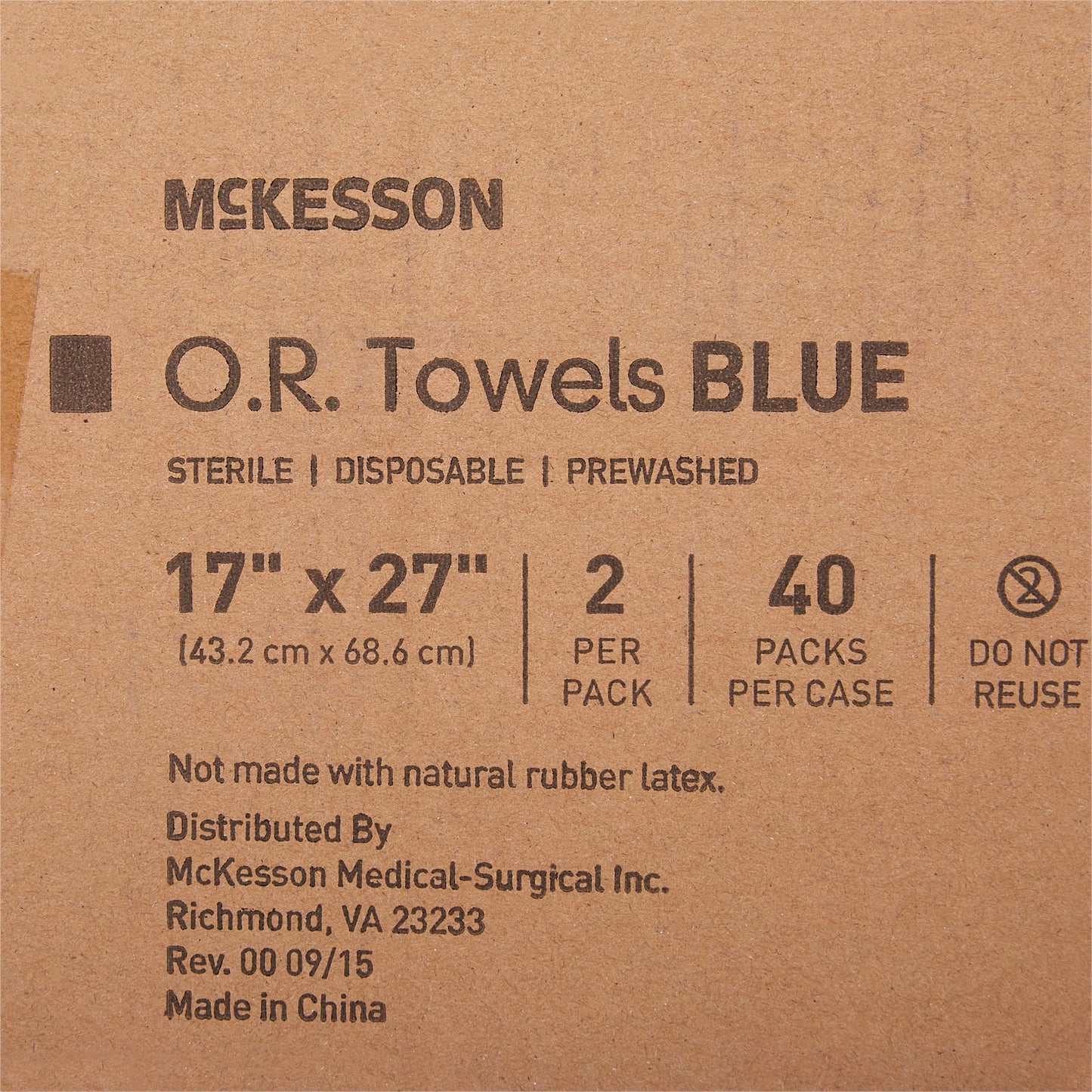 McKesson Sterile Blue O.R. Towel, 17 x 27 Inch 16-6002-B