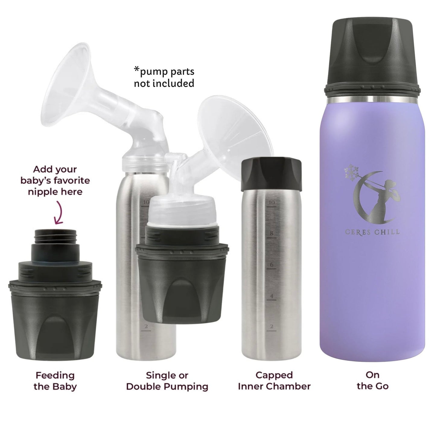Ceres Chill OG Stainless Steel Breast Milk Chiller Container, Lavender CC-1-BC-L-UV