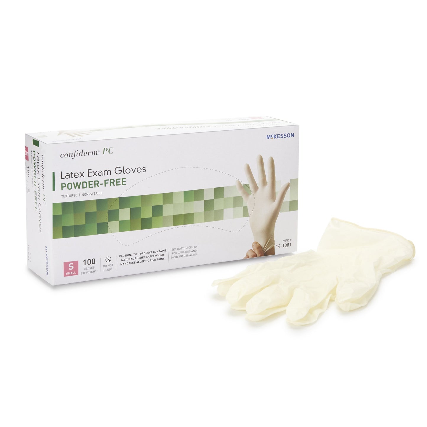 McKesson Confiderm® Latex Exam Glove, Small, Ivory 14-1381