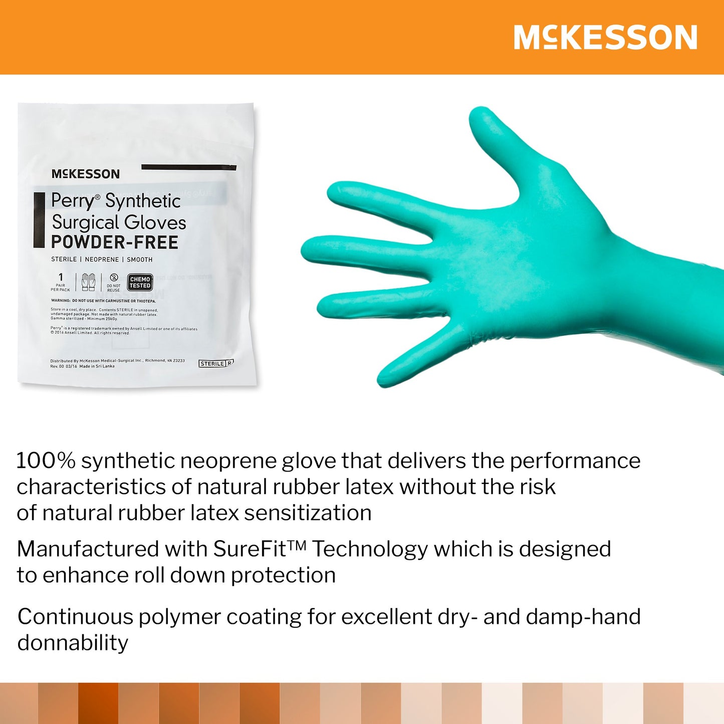 McKesson Perry® Performance Plus Polychloroprene Surgical Glove, Size 9, Green 20-2590N