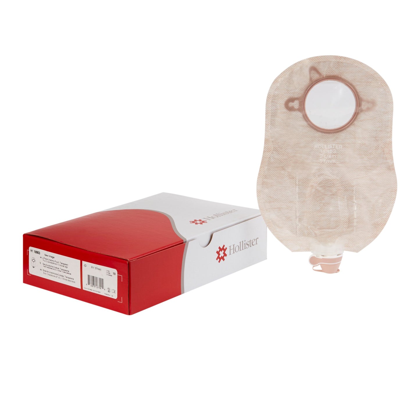 New Image™ Two-Piece Transparent Urostomy Pouch, 57 mm Flange, Red Match 18903