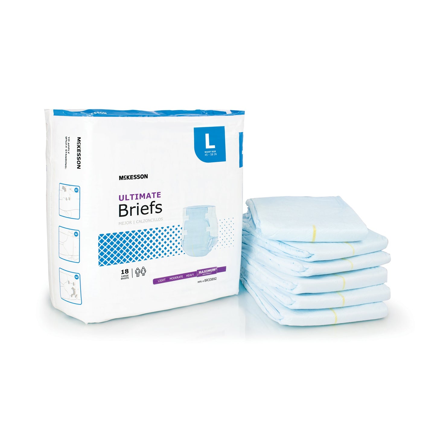 McKesson Ultimate Heavy Absorbency Incontinence Brief, Large BR33892
