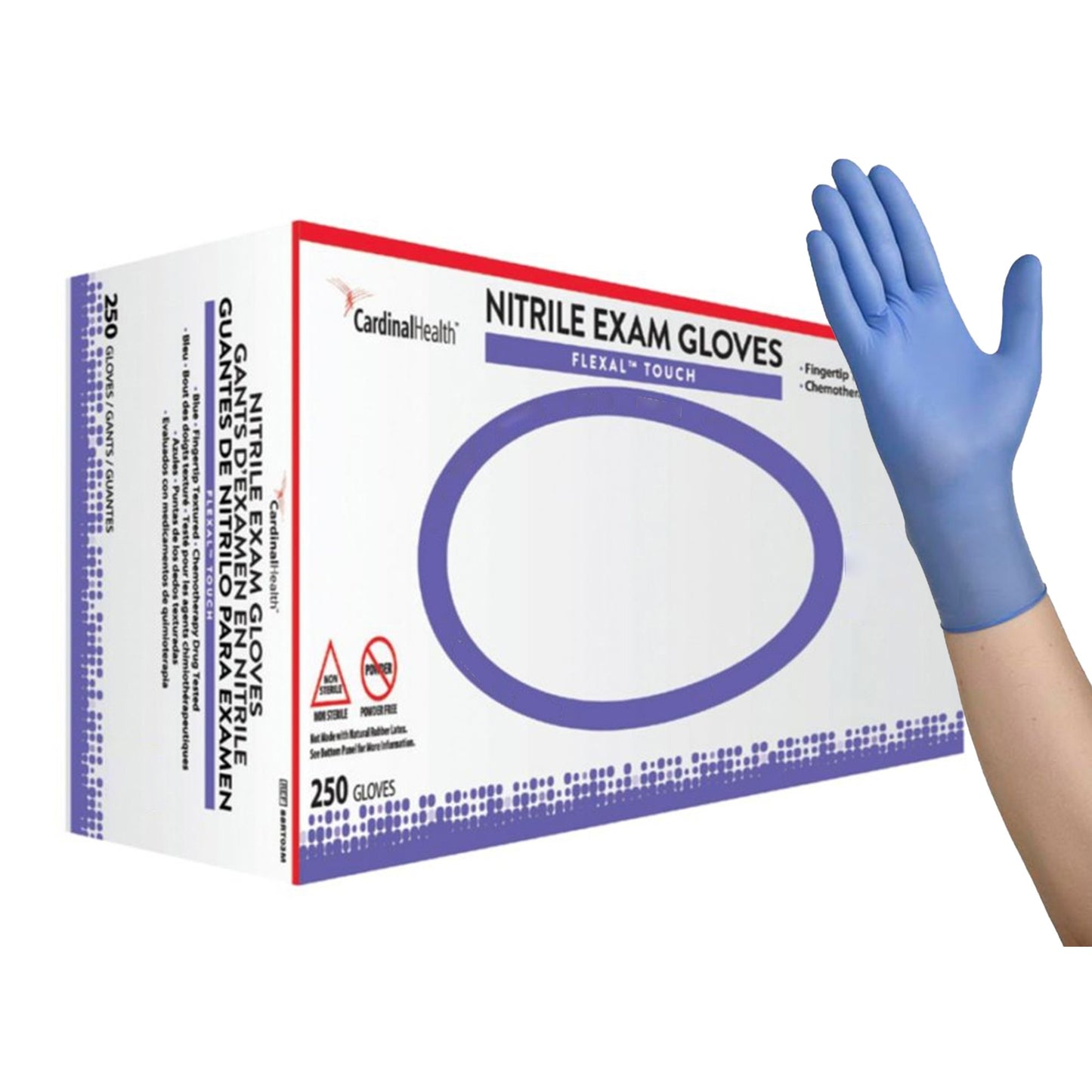 Exam Glove FLEXAL™ Touch Small NonSterile Nitrile Standard Cuff Length Textured Fingertips Blue Chemo Tested 88RT02S